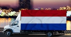 Camion de transport avec le drapeau des Pays-Bas